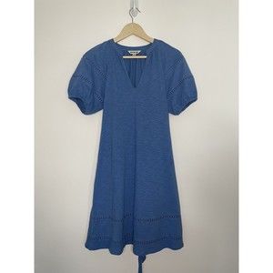 Boden Trim Detail Jersey Dress Size 10 Porcelain Blue 100% Cotton